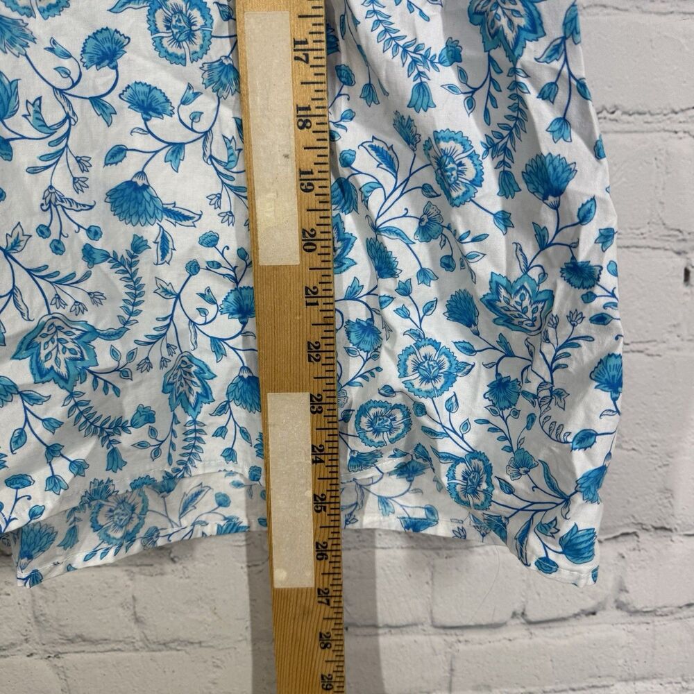 Draper James Blouse Women XXL Floral White Blue Cottage Boho Balloon Sleeve Top - Picture 11 of 12